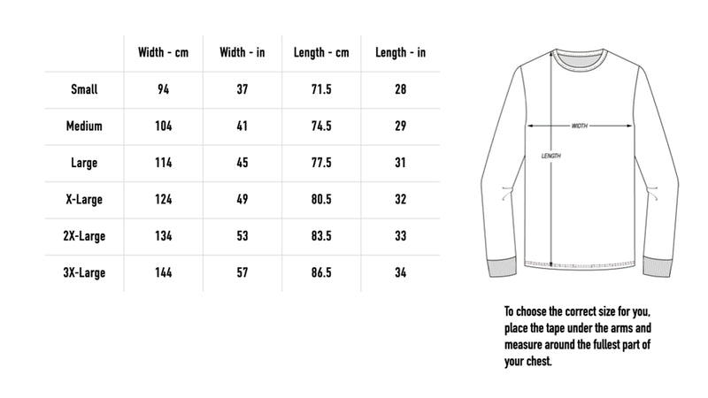 Size chart for Anthracite Longsleeve - Black