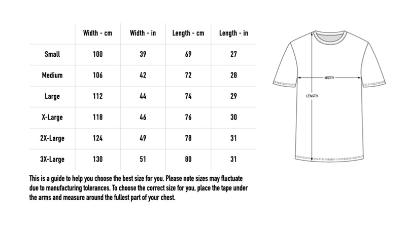 Size chart for Statues T-Shirt - Black